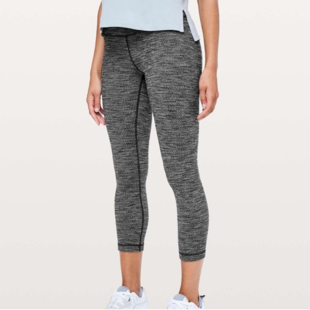 lululemon athletica Wunder Under Black&Gray Hi-rise Cropped Leggings